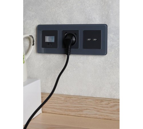 BRITE Розетка USB A+A 3,1А РЮ10-1-БрГ графит  BR-U21-D31-K53  IEK