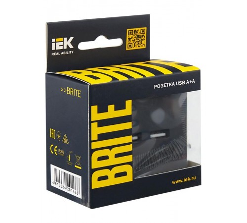 BRITE Розетка USB A+A 3,1А РЮ10-1-БрГ графит  BR-U21-D31-K53  IEK