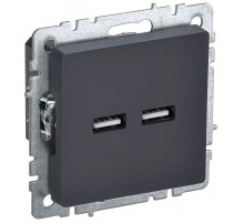 BRITE Розетка USB A+A 3,1А РЮ10-1-БрГ графит  BR-U21-D31-K53  IEK