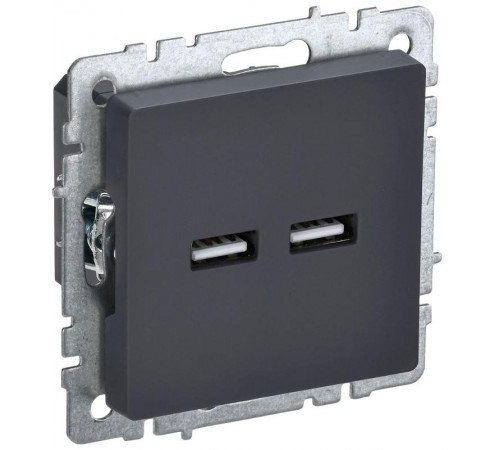 BRITE Розетка USB A+A 3,1А РЮ10-1-БрГ графит  BR-U21-D31-K53  IEK