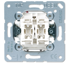 Балансирный выключатель 10 A/ 250 B, двухклавишный, пружинные зажимы; не подходит к клавишам серии EP; универсальные встраиваемые механизмы  505U  J