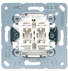 Балансирный выключатель 10 A/ 250 B, двухклавишный, пружинные зажимы; не подходит к клавишам серии EP; универсальные встраиваемые механизмы  505U  J