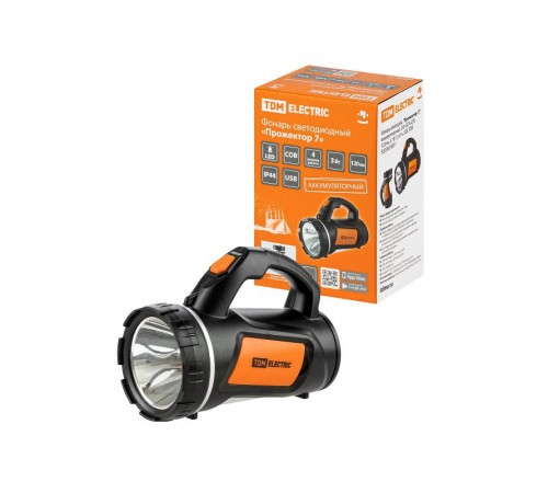Фонарь светодиод. "Прожектор 7", аккумуляторный, 3 Вт LED+COB, 120 лм, 3,7 В 1,5 А*ч, USB  SQ0350-0051  TDM