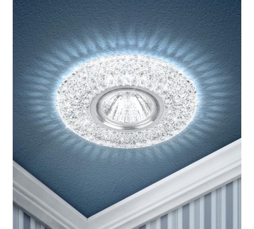 Светильник точечный встраиваемый DK LD33 SL/WH декор cо светодиодной подсветкой MR16, прозрачный  Б0036505  ЭРА