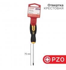 Отвертка крестовая PZ 0х75 мм, двухкомпонентная рукоятка  12-6413  REXANT