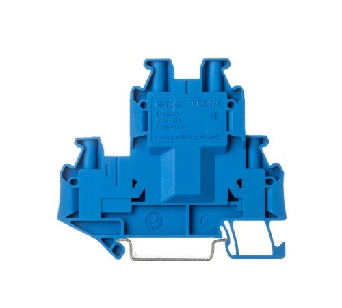 Клемма двухуровневая, винтовой зажим, 4 точки подключения, 4 кв.мм, синяя  TTURB-4-BU  DKC