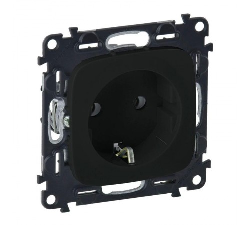 Valena ALLURE DIY Антрацит Розетка 1-ая с/з, безвинт.зажим  753931  Legrand