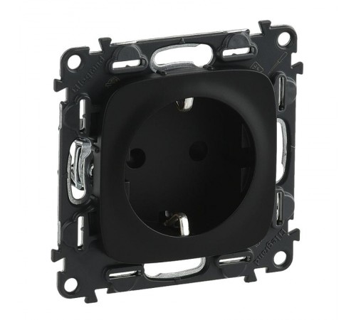 Valena ALLURE DIY Антрацит Розетка 1-ая с/з, безвинт.зажим  753931  Legrand