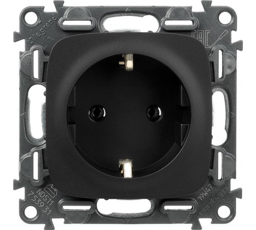 Valena ALLURE DIY Антрацит Розетка 1-ая с/з, безвинт.зажим  753931  Legrand