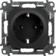 Valena ALLURE DIY Антрацит Розетка 1-ая с/з, безвинт.зажим  753931  Legrand