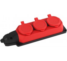 K-3e-RED-IP44 ЭРА Колодка каучуковая с/з 3гн 16A IP44 красная  Б0044552  ЭРА