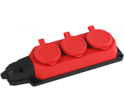 K-3e-RED-IP44 ЭРА Колодка каучуковая с/з 3гн 16A IP44 красная  Б0044552  ЭРА