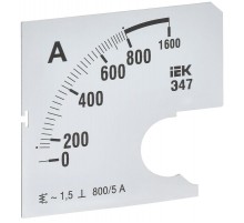 Шкала смен. для амперметра Э47 800/5А-1,5 72х72мм  IPA10D-SC-0800  IEK