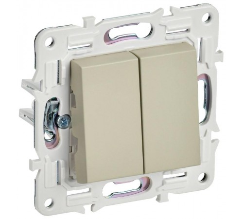 SKANDY Выключатель 2-клавишный 10А SK-V04B бежевый  SK-V20-0-10-K10  IEK