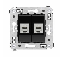 Компьютерная розетка RJ-45 без шторки в стену, кат.6А двойная экранированная, "Avanti", "Черный квадрат"  4402774  DKC