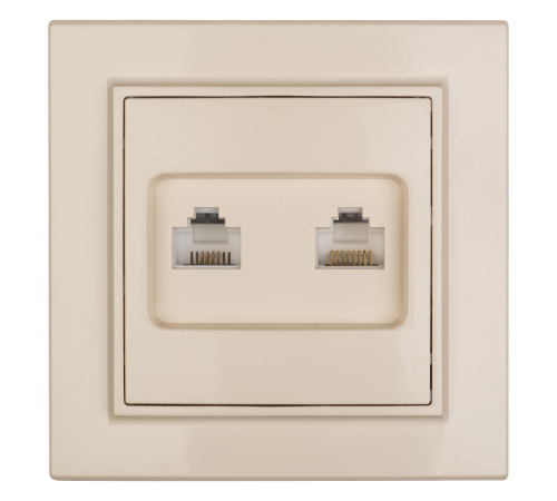 Минск Розетка RJ-45 2-местная СП бежевая EKFERK02-035-20EKF