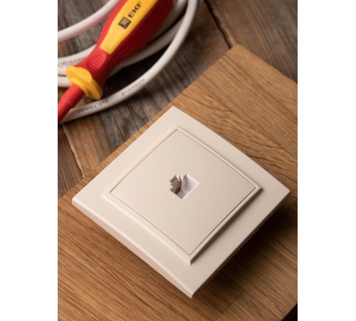 Минск Розетка RJ-45 2-местная СП бежевая EKFERK02-035-20EKF
