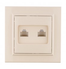 Минск Розетка RJ-45 2-местная СП бежевая EKFERK02-035-20EKF