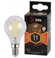Лампа светодиодная F-LED P45-11w-827-E14 (филамент, шар, 11Вт, тепл, E14)  Б0047012  ЭРА