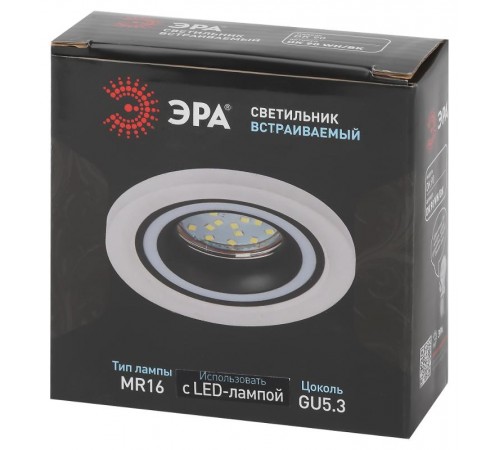 Светильник встраиваемый декоративный DK90 WH/BK MR16/GU5.3 белый/черный  Б0054359  ЭРА
