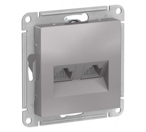 AtlasDesign Алюминий Розетка 2-ая компьютерная RJ45+RJ45, кат.5E, механизм  ATN000385  SE