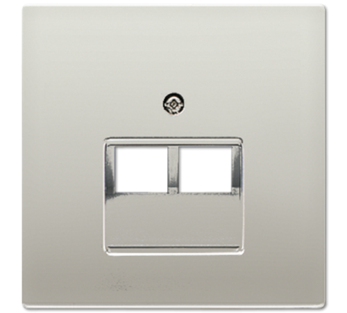 Крышка для двойных телефонных и компьютерных розеток (UAE), фиксация винтом; металл; нержавеющая сталь; Edelstahl  ES2969-2UA  Jung