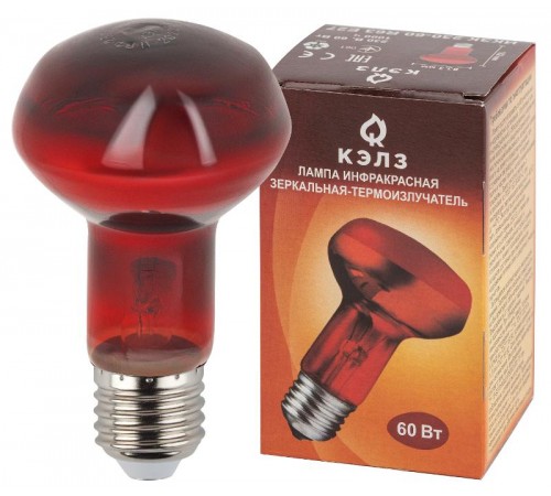 Инфракрасная лампа ИКЗК 230-60 R63 Е27 для обогрева животных 60 Вт Е27  Б0057281  ЭРА