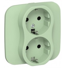 FLITE Розетка 2-ая с заземлением без шторок 16А РС12-0-А-ФлФ фисташковый  FI-R21A-16-K93  IEK