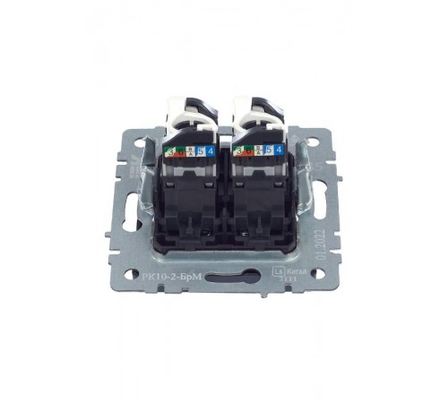 BRITE Розетка компьютерная 2-ая RJ45 кат.5E РК10-2-БрМ маренго   BR-K20-1-K35  IEK