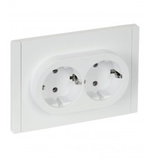 FORTE&PIANO Розетка 2-я с заземлением безвинтовое крепление 16А FP224 белый  FP-R21-16-1-K01  IEK