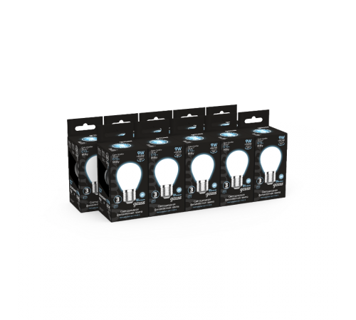 Лампа светодиодная Filament Шар 9W 610lm 4100К Е27 milky LED 1/10/50  105202209  Gauss