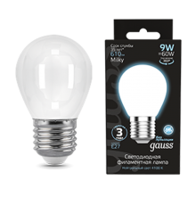 Лампа светодиодная Filament Шар 9W 610lm 4100К Е27 milky LED 1/10/50  105202209  Gauss