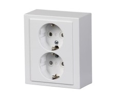 Розетка двойная накладного монтажа, Impressivo, белая  402EA-84   2TKA00001607  ABB
