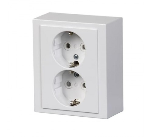 Розетка двойная накладного монтажа, Impressivo, белая  402EA-84   2TKA00001607  ABB