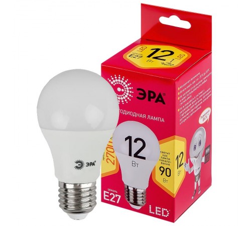 Лампа светодиодная LED A60-12W-827-E27 R (диод, груша, 12Вт, тепл, E27) (10/100/2000)  Б0050197  ЭРА