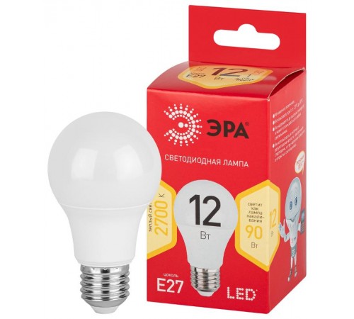 Лампа светодиодная LED A60-12W-827-E27 R (диод, груша, 12Вт, тепл, E27) (10/100/2000)  Б0050197  ЭРА
