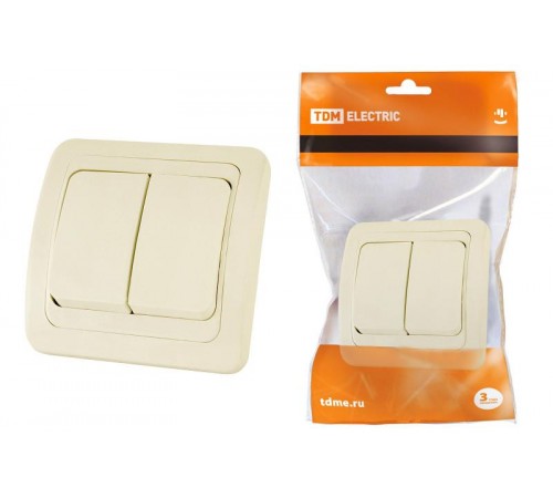 Выключатель 2-кл. 10А сл. кость "Валдай"  SQ1804-0102  TDM