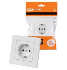 Розетка 2П+З 16А 250В с защ. шт. белая "Сенеж"   SQ1816-0033  TDM
