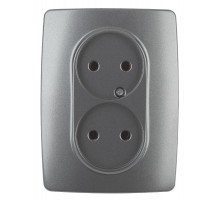 12-2107-12  Розетка 2-ая без заземления, 16A-250В, IP20, Эра12, графит  Б0031244  ЭРА