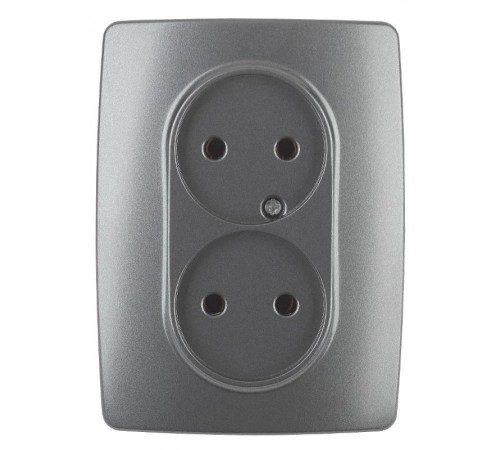 12-2107-12  Розетка 2-ая без заземления, 16A-250В, IP20, Эра12, графит  Б0031244  ЭРА