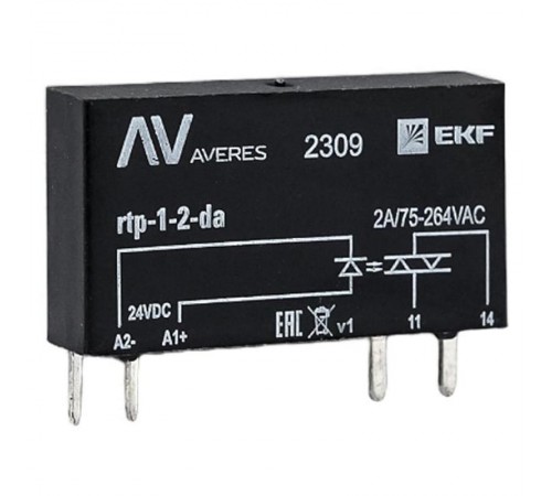 Реле твердотельное однофазное RTP 2 А, для разъема РM slim 23/1  rtp-1-2-da  EKF