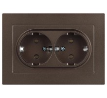 Розетка Intro Accent 6-205-08 2X2P+E Schuko, 16А-250В, IP20, СУ, AL/CU, бронза  Б0063498  Intro