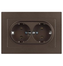 Розетка Intro Accent 6-205-08 2X2P+E Schuko, 16А-250В, IP20, СУ, AL/CU, бронза  Б0063498  Intro