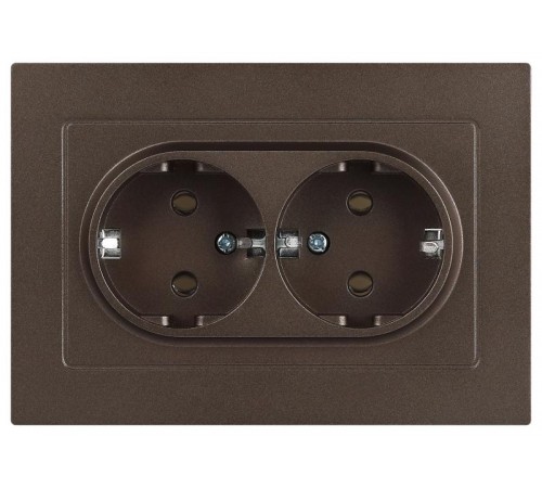 Розетка Intro Accent 6-205-08 2X2P+E Schuko, 16А-250В, IP20, СУ, AL/CU, бронза  Б0063498  Intro