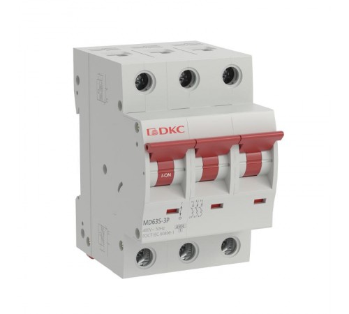 Автоматический выключатель модульный YON max типа MD63S, 4,5кА, 3 полюса, хар-ка D, 3А  MD63S-3PD3  DKC
