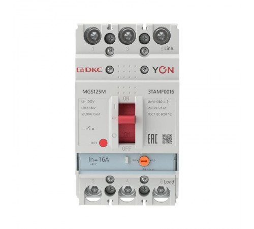 Авт. выкл. YON MGS125 3P 12,8-16A 25kA  MGS125M-3TAMF0016  DKC