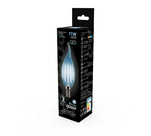 Лампа светодиодная Black LED Filament Свеча на ветру E14 11W 750lm 4100K  104801211  Gauss