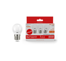 Лампа светодиодная Elementary Шар 6W 3000K E27 (3 лампы в упаковке) LED 1/40  53216T  Gauss