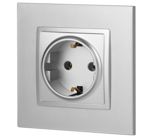 14-2101-03 Розетка с заземлением, 16A-250В, IP20, Эра Elegance, алюминий  Б0034266  ЭРА