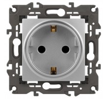 14-2101-03 Розетка с заземлением, 16A-250В, IP20, Эра Elegance, алюминий  Б0034266  ЭРА